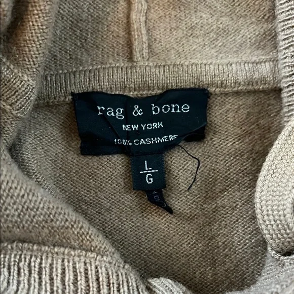 Rag & Bone Tan 100% Cashmere Hoodie Size L - Picture 2 of 5